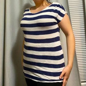 Blue and white striped Tee
